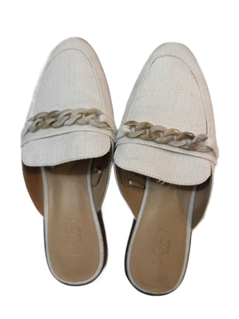 Loft Women's White Slip-On resin chain Trim Loafers. 7 - Picture 3 of 4
